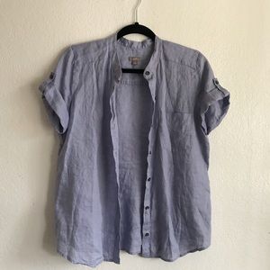 J Jill linen top button front with rolled sleeves